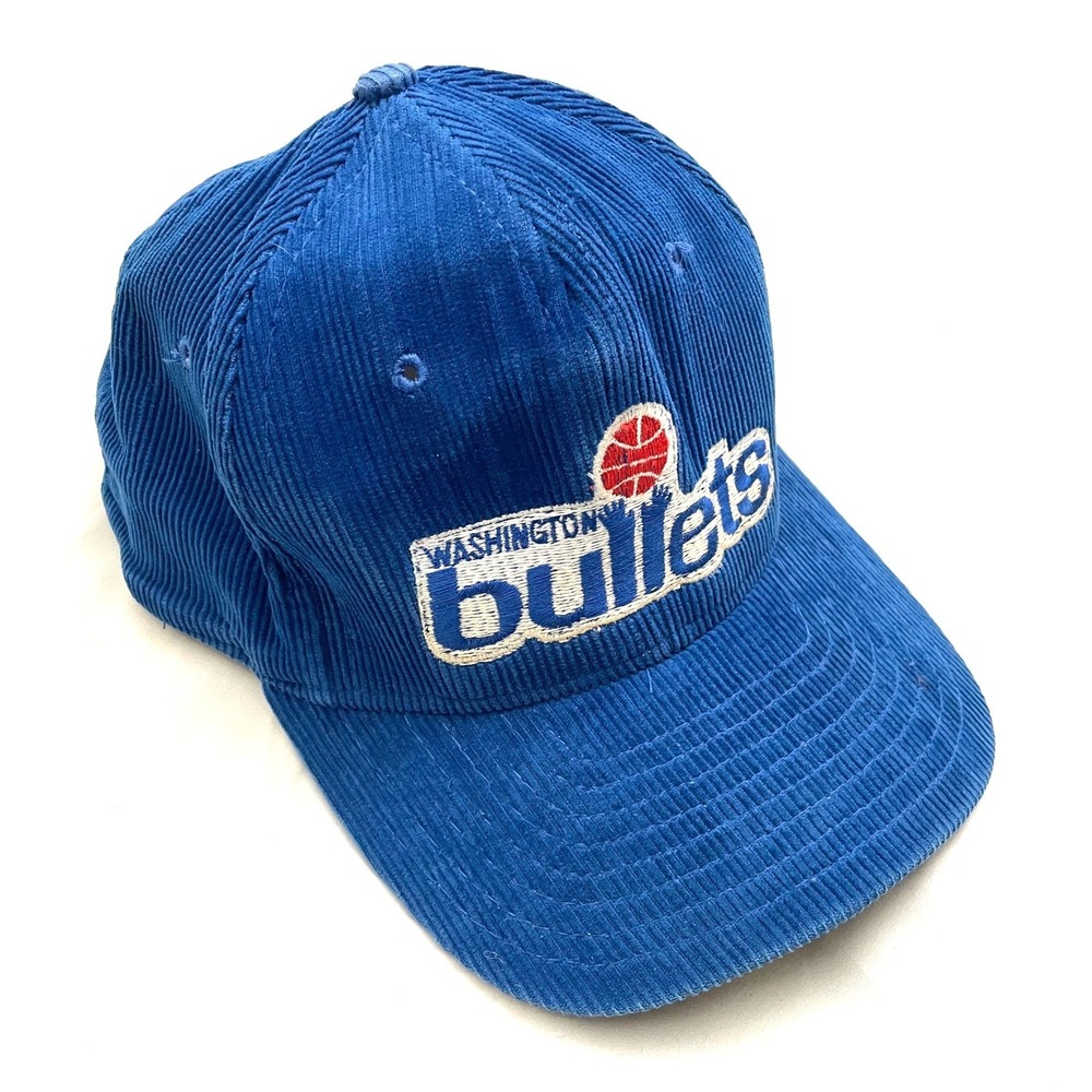 Vintage Washingon Bullets Corduroy Snapback Hat Cap Blue Pro Star NBA 90s